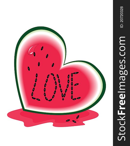 Slice of Watermelon as a heart with live