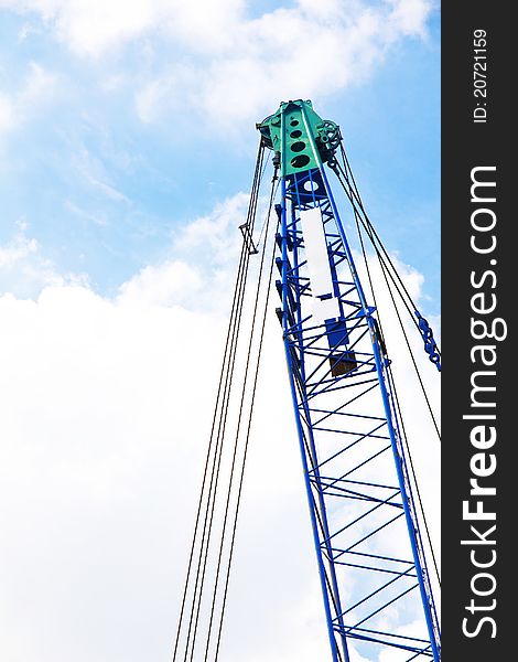 Construction Crane Hook on blue sky