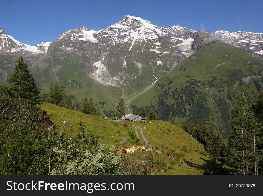 The alpine scenery dominated by Grosses Wiesbachhorn mountain which is the third-highest peak of the Hohe Tauern range. The alpine scenery dominated by Grosses Wiesbachhorn mountain which is the third-highest peak of the Hohe Tauern range.