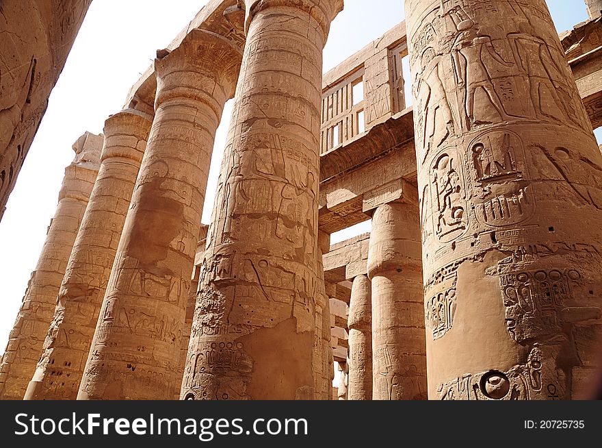 Columns in Karnak temple in Luxor. Columns in Karnak temple in Luxor