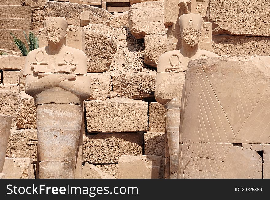 Statue of Pharaohs in Karnak temple in Luxor