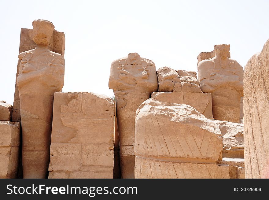 Statue of Pharaohs in Karnak temple in Luxor