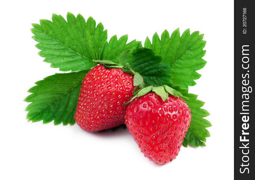 Fresh red strawberries isolated on white