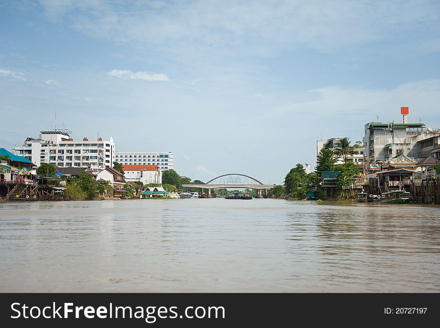 The city of Ayutthaya, Thailand from the Lopburi River. The city of Ayutthaya, Thailand from the Lopburi River