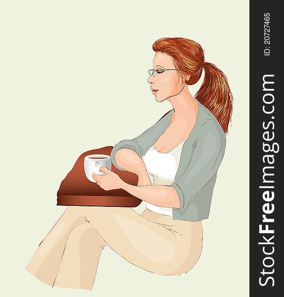 Young woman with the cup of coffee. Young woman with the cup of coffee