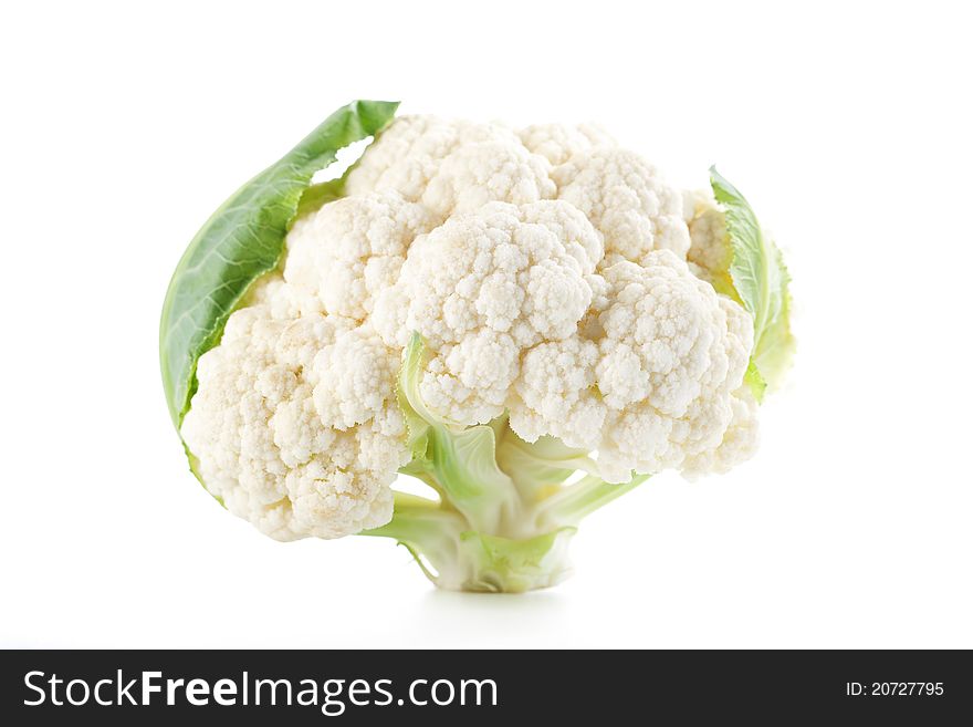 Raw cauliflower isolated on white background