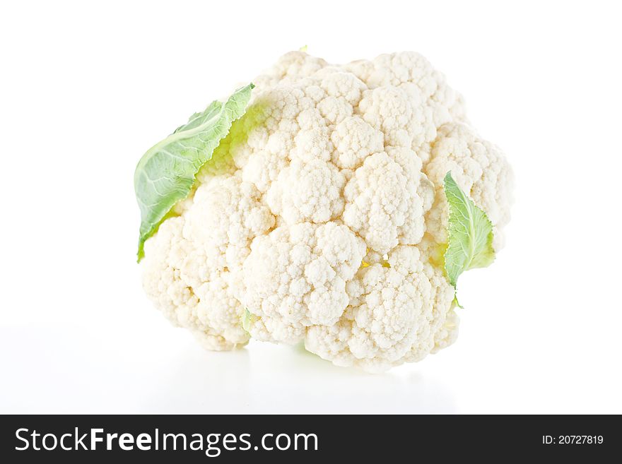 Raw cauliflower isolated on white background
