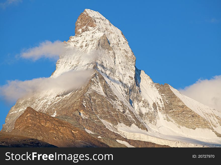 Famous mountain Matterhorn (peak Cervino) on the swiss-italian border