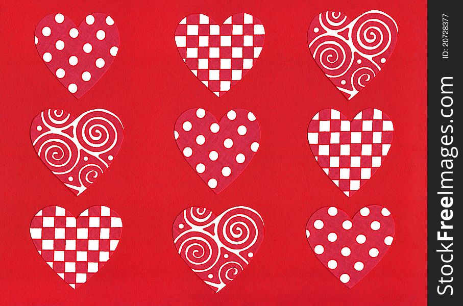 Tic-Tac-Toe Red Hearts Original Artwork with red background. Tic-Tac-Toe Red Hearts Original Artwork with red background
