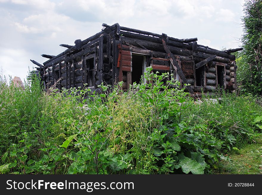 The image of a burned house