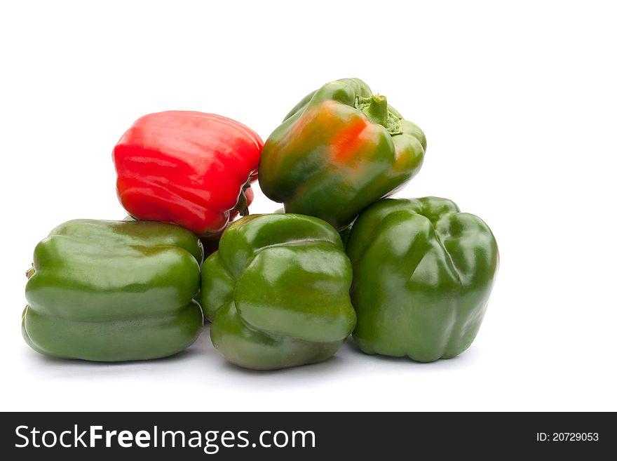 The green peppers collection on white background