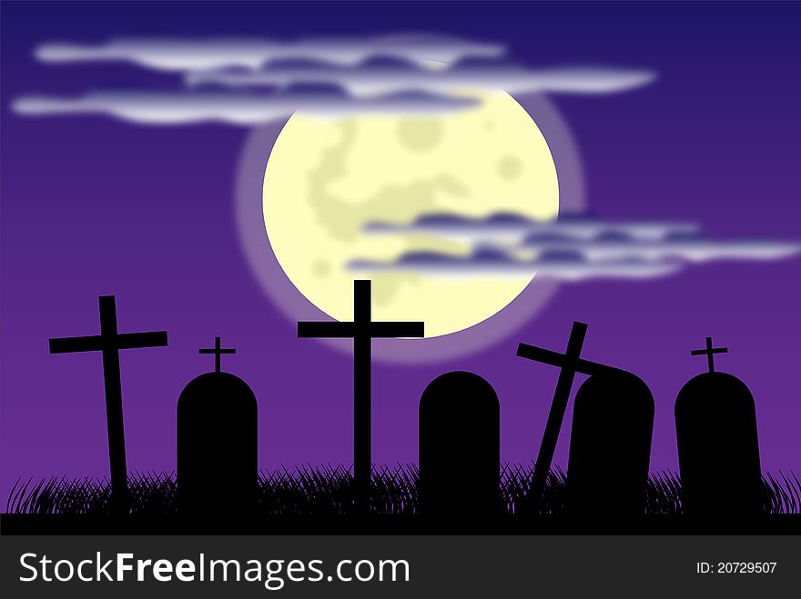 Picture about cemetery and full moon. Picture about cemetery and full moon.