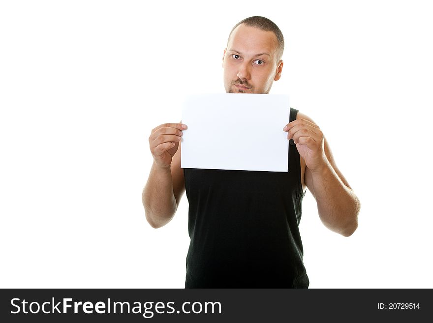 Man Holding Blank Paper