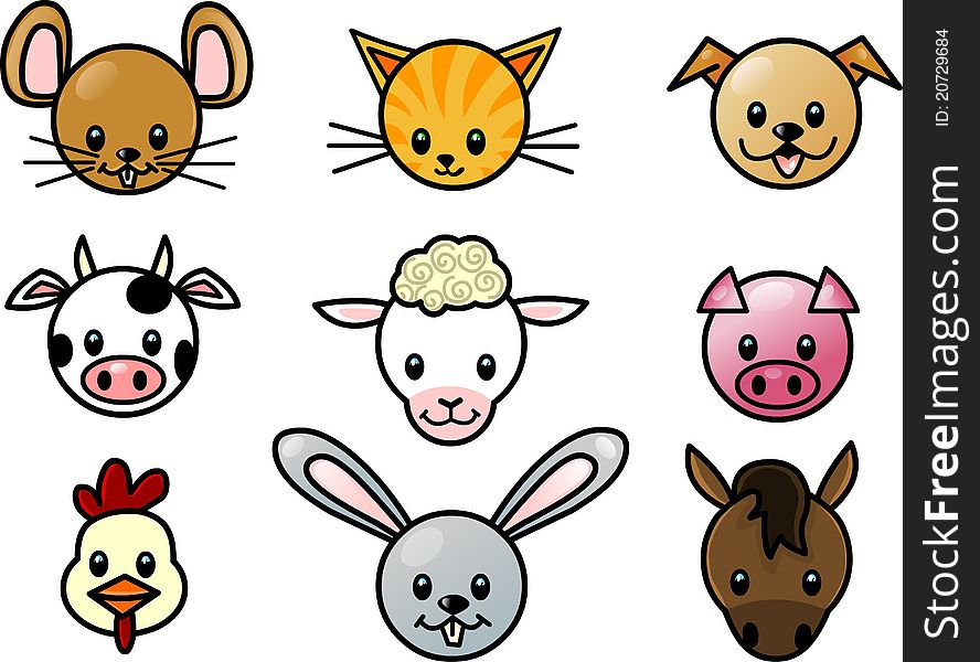 Collection of pet icons on white background