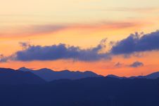 Mountains At Sunset Time Royalty Free Stock Photos