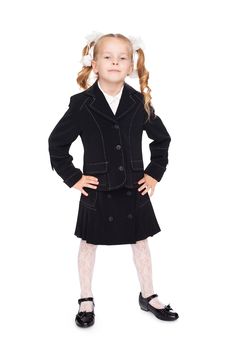Nice Little Girl In A School Uniform Stock Images