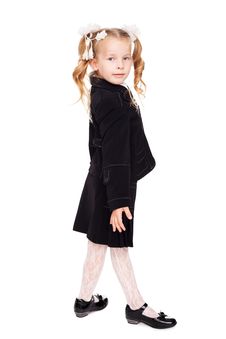 Nice Little Girl In A School Uniform Stock Photos