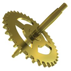 Gold Gear Of The Clock On A White Background Royalty Free Stock Images