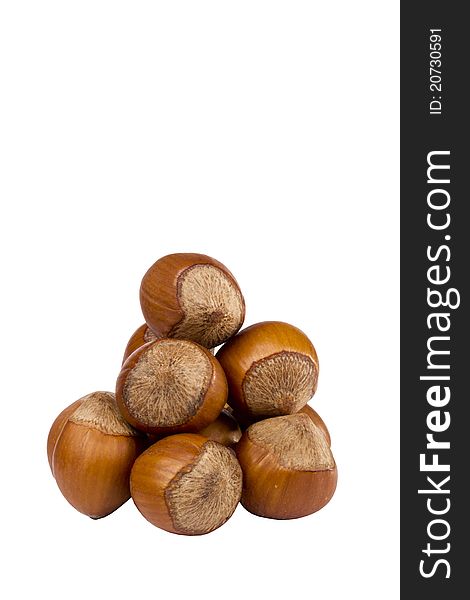 Pile of hazelnuts isolated on a white background. Pile of hazelnuts isolated on a white background.