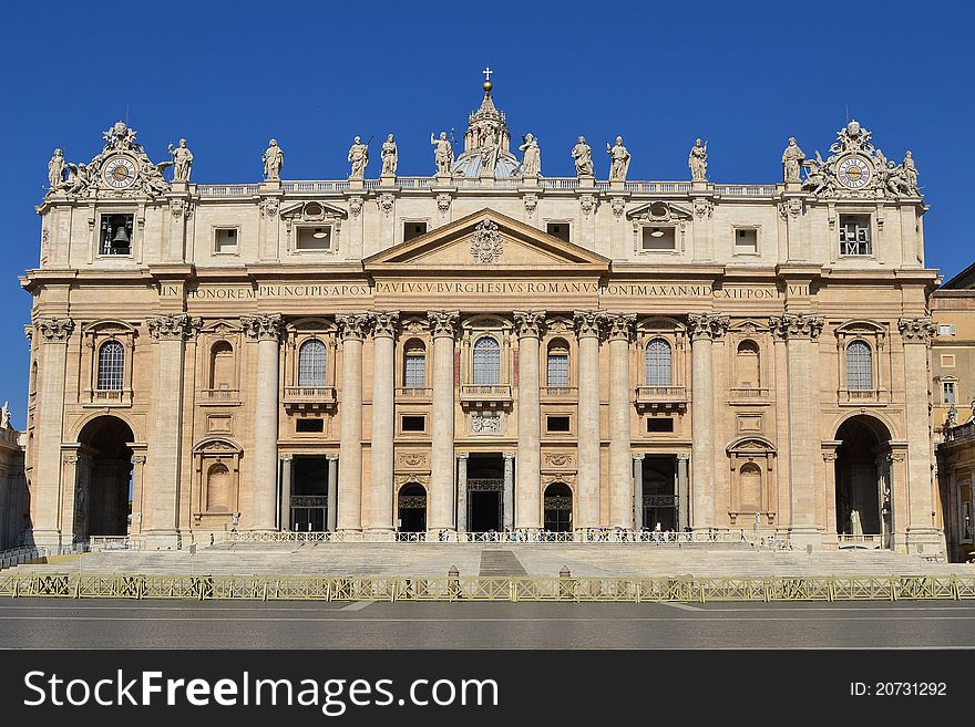 The Papal Basilica of Saint Peter is a Late Renaissance church located within the Vatican City. The Papal Basilica of Saint Peter is a Late Renaissance church located within the Vatican City.