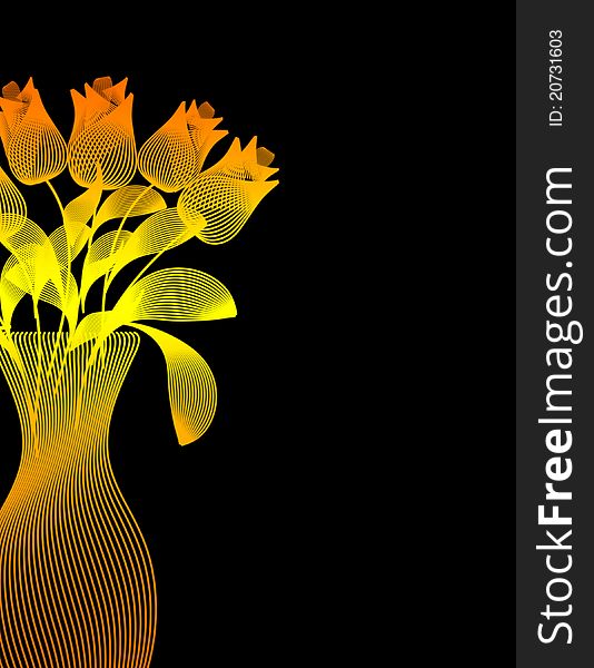 An image of a vase with abstract roses