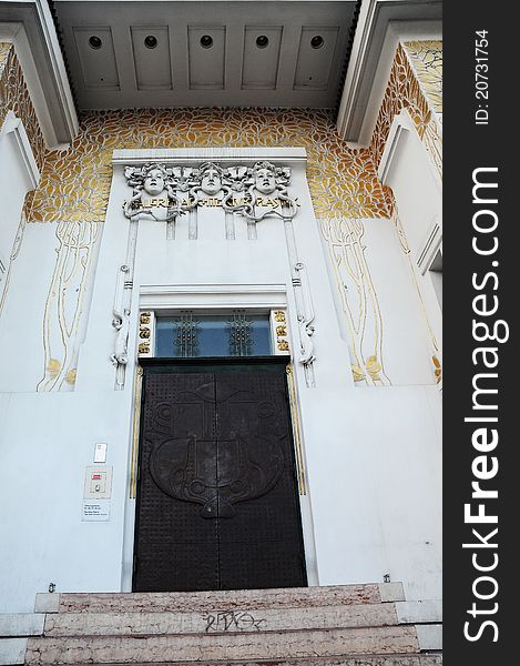 Secession, entrance of the art nouveau building, used for exhibitions in Vienna,