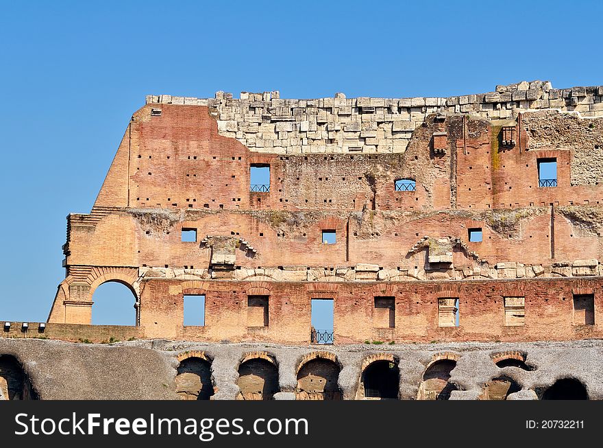 Ancient ruins Roman Colosseum. View from inside. Ancient ruins Roman Colosseum. View from inside