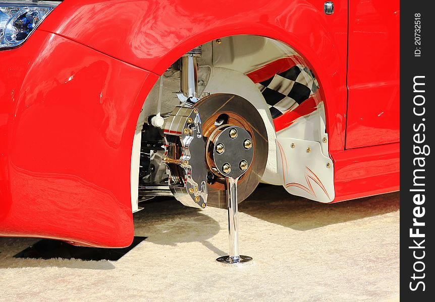 Closeup detail of the wheel assembly