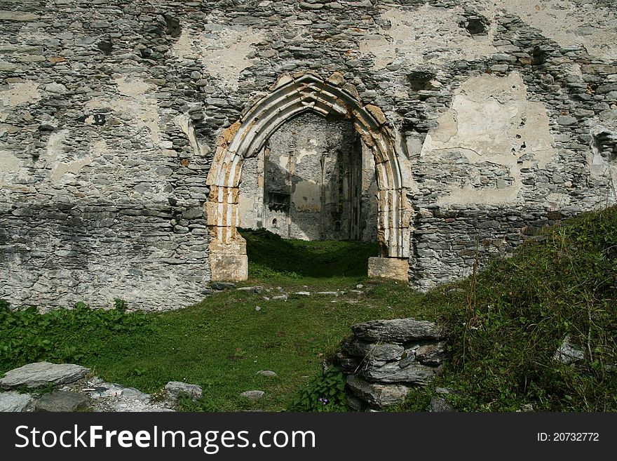Old ruins of a church in Switzerland.