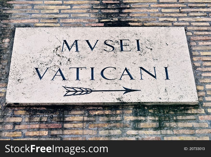 Signboard Of Vatican Museum