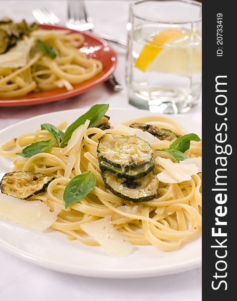 Traditional italian pasta with courgette. Traditional italian pasta with courgette
