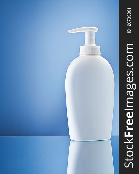 Copy Space Bottle On Blue