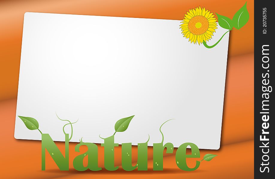 Illustration of sheet with nature text. Illustration of sheet with nature text