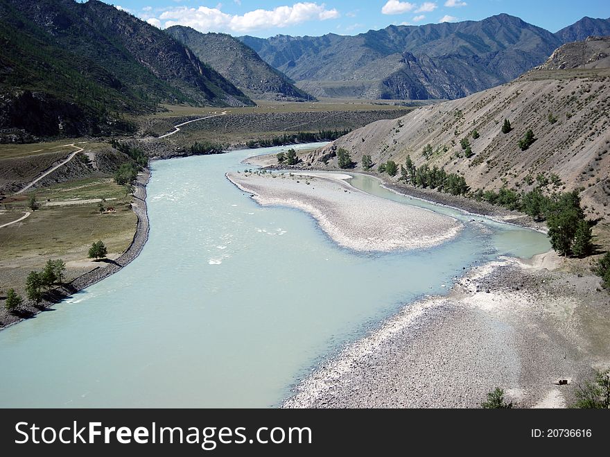 Katun river in Gorny Altai, Russia. Katun river in Gorny Altai, Russia