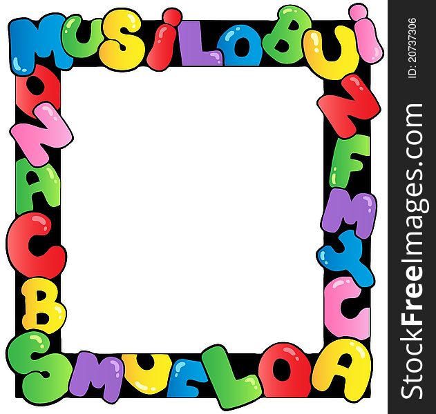 Frame with cartoon letters - vector illustration.