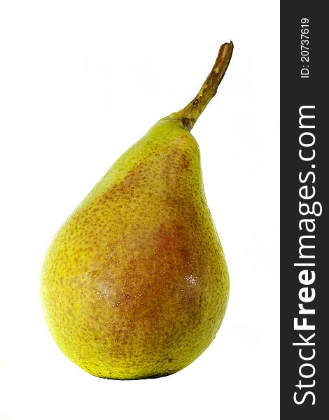 Close-up of ripe pears on a white background
