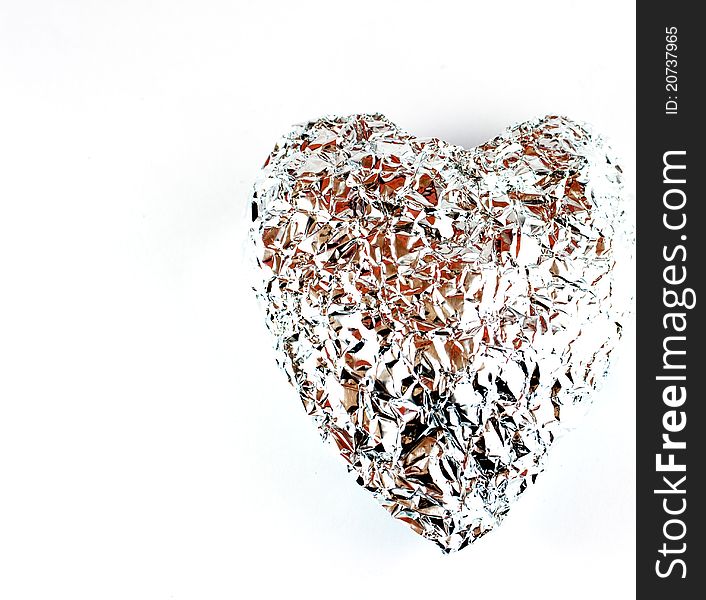 Isolate silver heart on white background