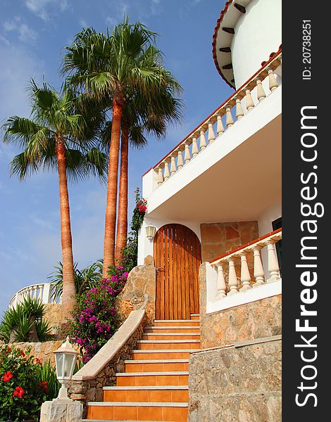 Classic mediterranean vacation home on beautiful sunny day. Classic mediterranean vacation home on beautiful sunny day
