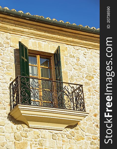 Typical Mediterranean window in a rustic house in Majorca (Balearic Islands - Spain)