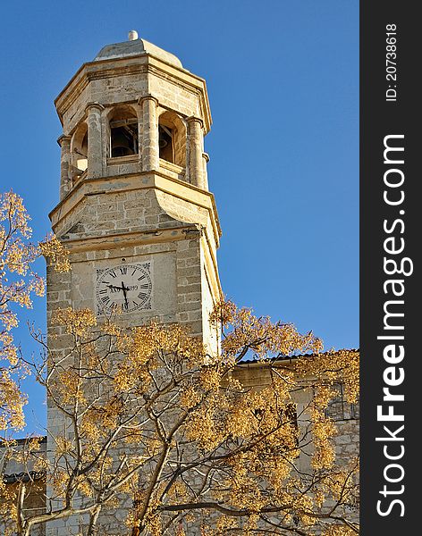 Ancient Clock tower in a church of Lloseta (Majorca - Spain). Ancient Clock tower in a church of Lloseta (Majorca - Spain)