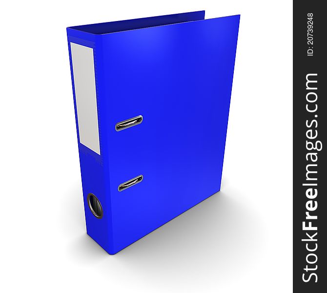 Blue office paper folder on a white background. 3d rendering