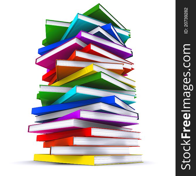 A stack of colorful books. 3d rendering