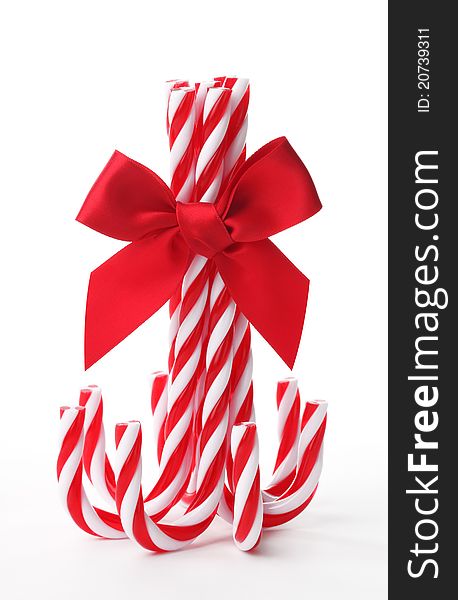 Candy Canes Tied With Ribbon Bow
