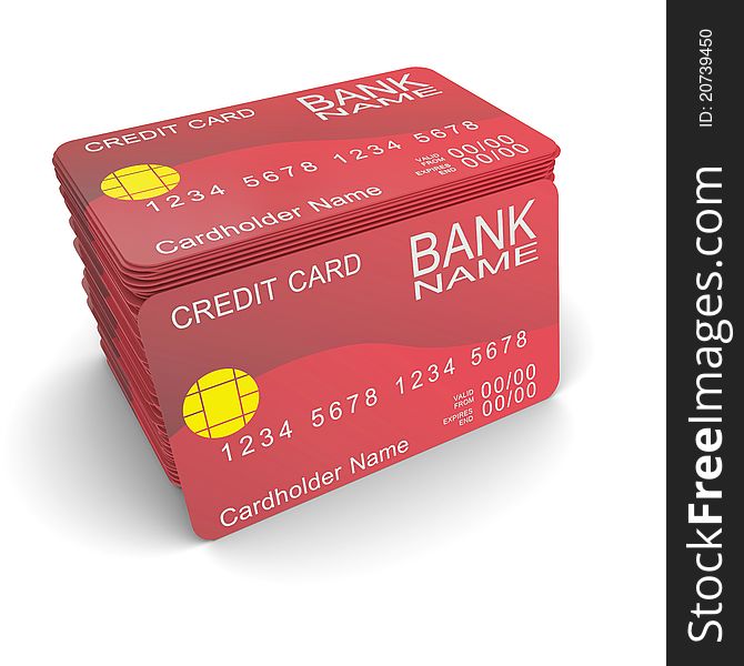 A stack of red credit card. 3d rendering