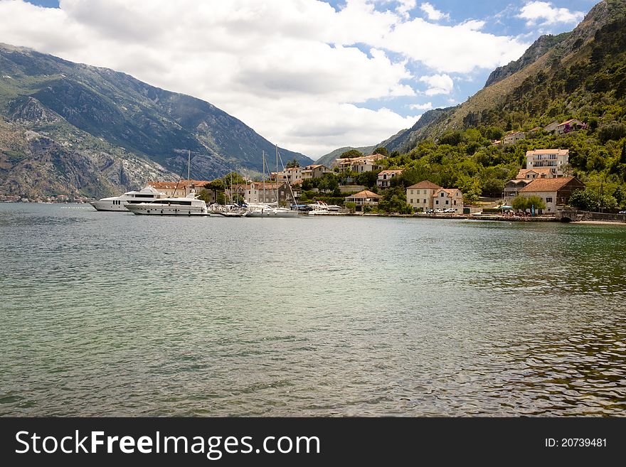 View on Bay of Kotor in summer day - Montenegro. View on Bay of Kotor in summer day - Montenegro.