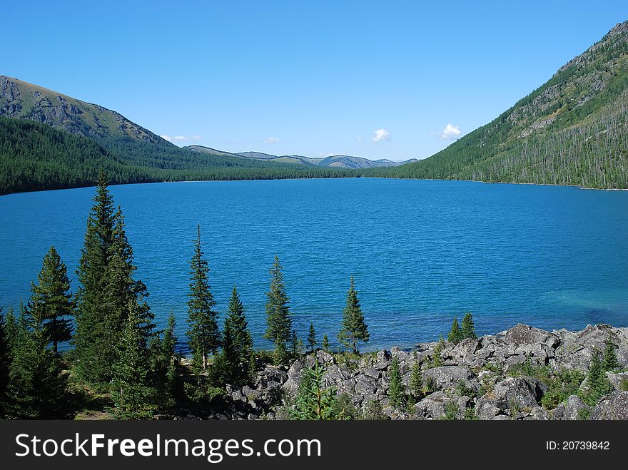The alpine lake among mountains, Russia, Gorny Altai