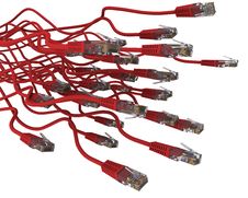 Group Of Red Network Cable Royalty Free Stock Images