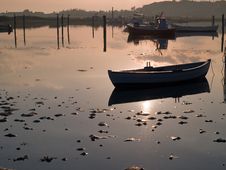 Reflection Of A Small Dinghy Dory Boat Royalty Free Stock Photos Reflection Of A Small Dinghy Dory Boat Royalty Free Stock Photos