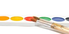 Closeup Water Color Paints And Brushes Stock Image Closeup Water Color Paints And Brushes Stock Image