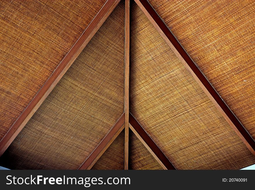 Ceilings are made of rattan mats.